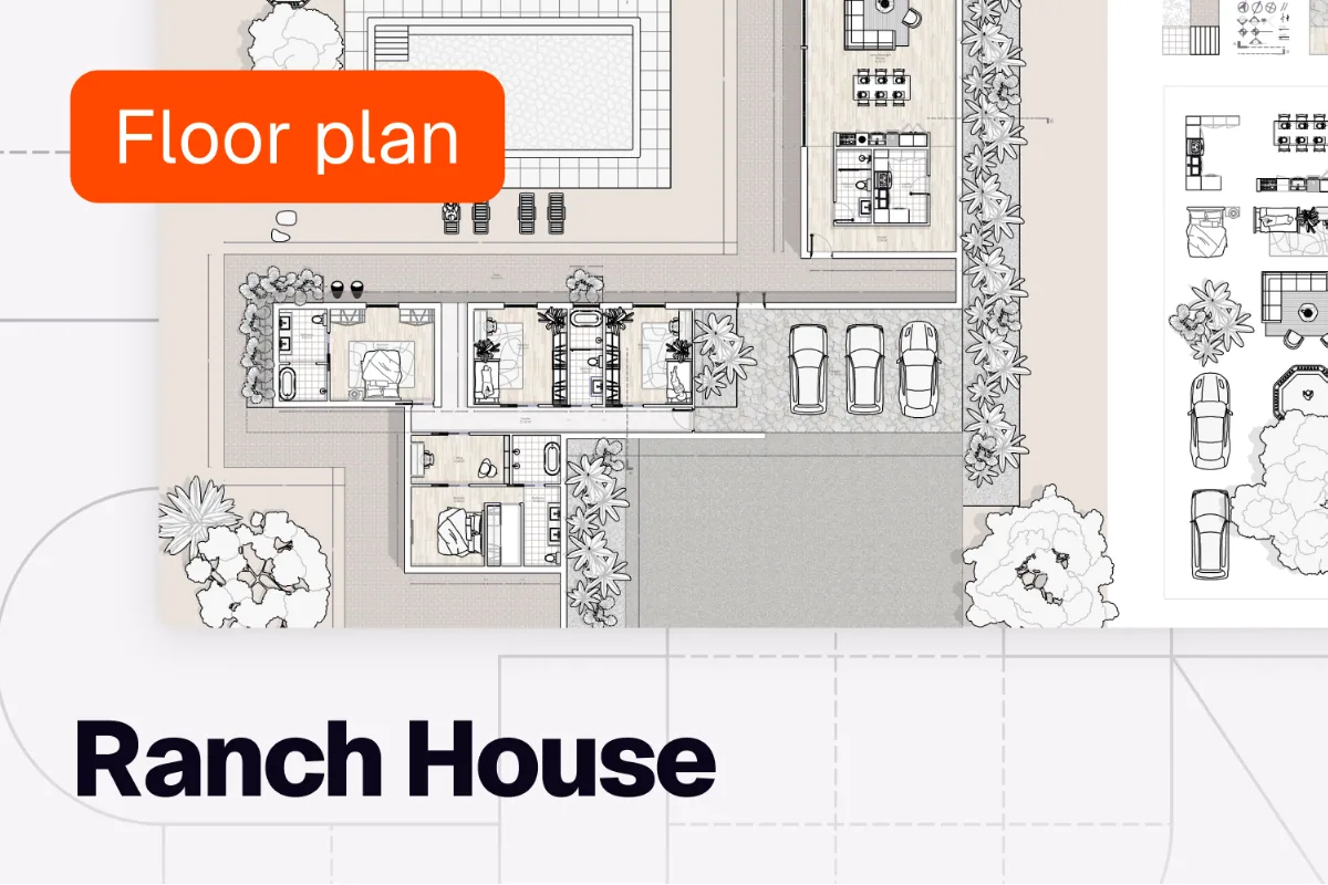 Ranch house drawing set template